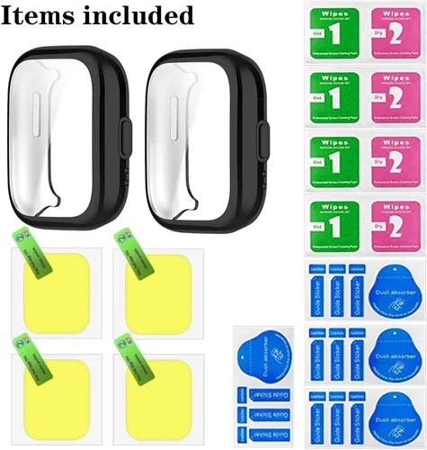 Vista 6 de Protector de pantalla para reloj (4+2 unidades) compatible con Amazfit Active, funda protectora de TPU suave, antiarañazos, alta definición