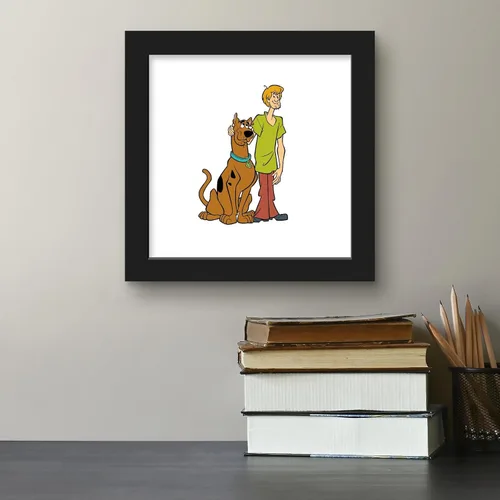 Vista 4 de Gallery Pops Scooby-Doo - Arte de pared de Scooby and Shaggy Character Pose - Versión enmarcada en negro, 12 x 12 pulgadas Versión con marco negro