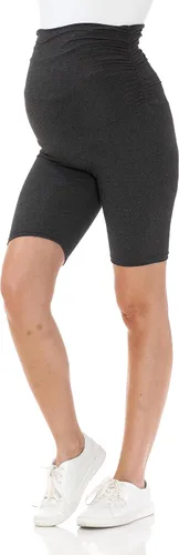 Vista 4 de Leggings Depot Pantalones cortos de maternidad con cintura lateral fruncida para mujer, pantalones cortos sobre el vientre