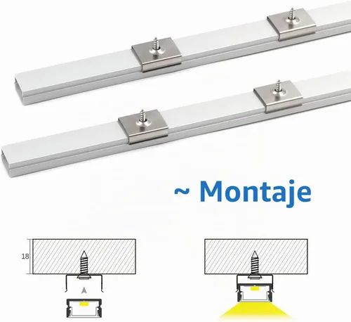 Vista 4 de VST Paquete de 6 canales LED de 1 pie, canal difusor LED en forma de U, sistema de canales de aluminio LED con cubierta lechosa, tapas de extremo