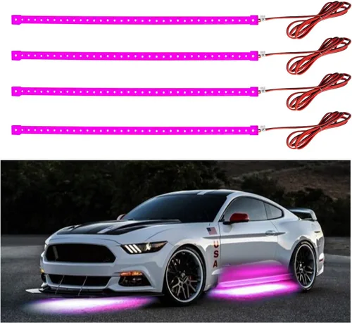 Vista 17 de YM E-Bright Tiras de luces LED azules para automóviles, 30CM luces impermeables de bajo resplandor para automóvil, motocicletas, carrito de golf