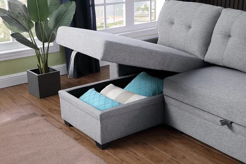 Vista 2 de LOVMOR Sofá modular convertible en forma de L de 82 pulgadas con diván de almacenamiento, cama extraíble, diseño de sofá esquinero reversible