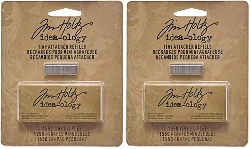Vista 3 de Tim Holtz Idea-ology Recambios de metal para accesorios pequeños, caja de 1550 grapas, 0.25 pulgadas, TH92801