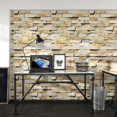 Vista 4 de Papel tapiz de ladrillo 3D autoadhesivo para encimeras, paredes, mesas, papel tapiz de piedra para dormitorio, sala de estar, papel de pared