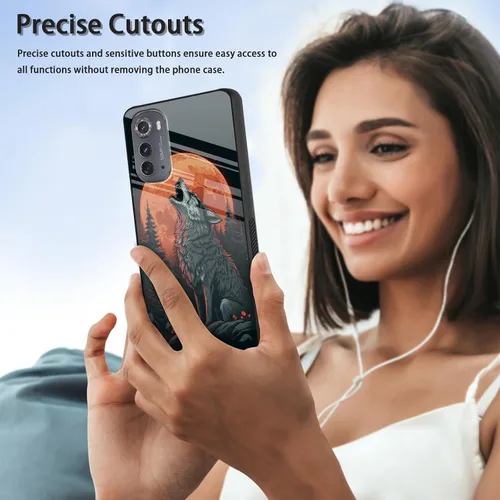 Vista 187 de Funda para Motorola Moto Edge 2022, cubierta trasera de vidrio templado con protector de pantalla, funda protectora a prueba de golpes para Motorola