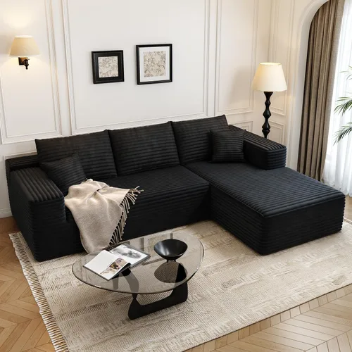 Vista 23 de Sofá seccional modular Cloud de 107.5 pulgadas con 1 otomana, sofás tapizados modernos minimalistas, cómodo sofá en forma de U para sala de estar