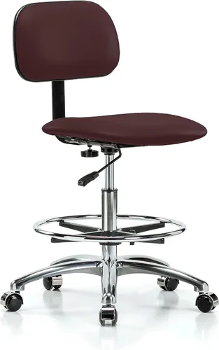 Vista 47 de Perch - Silla de laboratorio cromada con respaldo ajustable, altura del escritorio de 17 a 22 pulgadas, tela negra