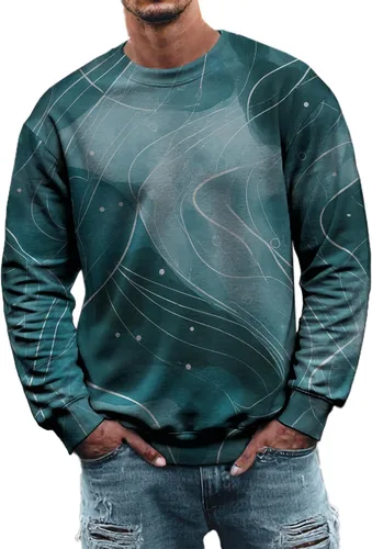 Vista 10 de MARSVOVO Sudadera para hombre 2025 para otoño e invierno, cuello redondo, básica, holgada, cómoda, cálida, moderna, casual, estampado, sin botones