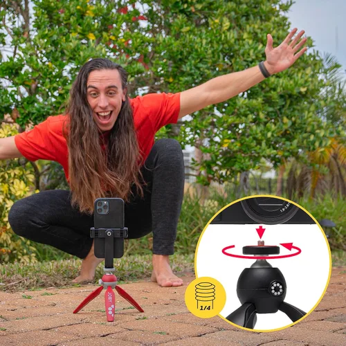 Vista 4 de Joby HandyPod 2 Kit, trípode de mesa con soporte para teléfono GripTight 360 y montaje de junta de pines, trípode de teléfono para teléfonos