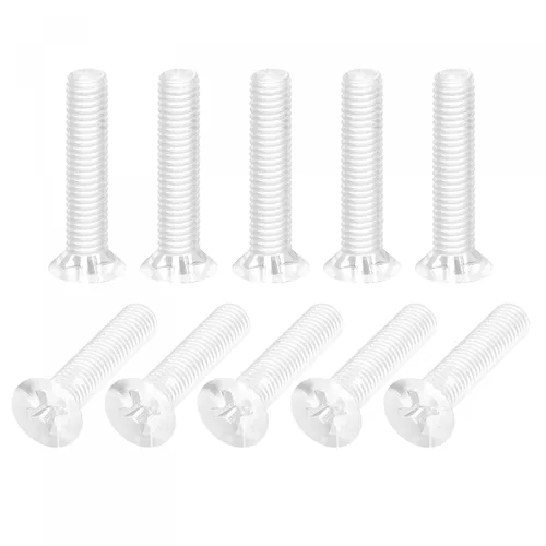 Vista 13 de uxcell Tornillos plásticos de la máquina Phillips de M4 x 19.7 ft m, pernos de máquina de cabeza plana de la PC transparentes 25pcs