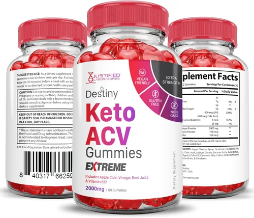 Vista 6 de Justified Laboratories Destiny Keto ACV Gummies Extreme 2000MG Destiny Keto Gummies Fórmula avanzada Vinagre de sidra de manzana con jugo de granada