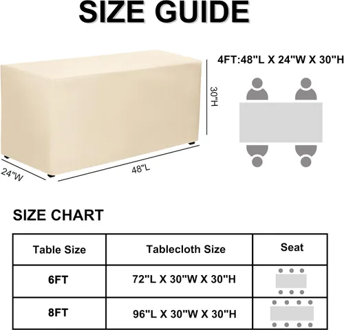 Vista 7 de PLOYMONO - Juego de 2 manteles ajustables, mantel de longitud hasta el suelo para mesa rectangular de 4 pies (122x61 cm) de poliéster, ideal