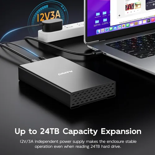 Vista 5 de MAIWO Caja de Carcasa Externa para Disco Duro SATA de 2.5 3.5 Pulgadas SSD HDD, USB C 3.1 GEN2 de 10Gbps Lector de Disco Duro con UASP, Capacidad