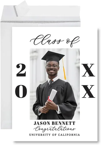 Vista 17 de Andaz Press Tarjeta fotográfica de graduación jumbo personalizada de 8.5 x 11 pulgadas con sobre, tarjeta de felicitación personalizada de clase