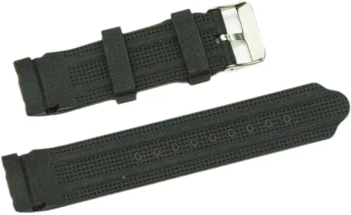 Vista 3 de G24 - Correa de reloj de buceo con extremo curvo de goma de silicona negra de 0.945 in