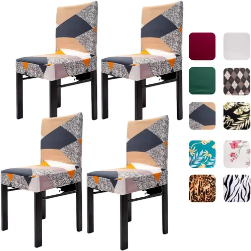 Vista 12 de Juego de 4 fundas para sillas de comedor, fundas elásticas de elastano para sillas, fundas protectoras para sillas Parsons, fundas extraíbles