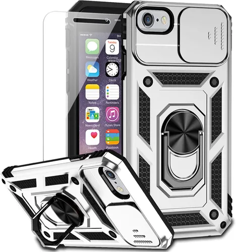 Vista 10 de Funda para iPhone SE (3ª y 2ª generación 2022/2020) y iPhone 8/7/6 con cubierta para lente de cámara, protector de pantalla HD, protección contra