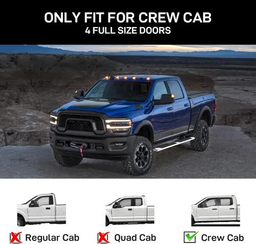 Vista 2 de Estribos de 6.5 pulgadas compatibles con Dodge Ram 1500/2019-2023 Ram 1500 Classic 2009-2018/Ram 2500 3500 Crew Cab (4 puertas de tamaño completo)