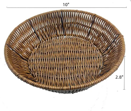 Vista 2 de Cestas de frutas Cesta de pan de mimbre, alimentos de mesa tejidos para servir frutas, verduras, cesta de servicio de restaurante