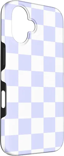 Vista 3 de Funda blanca moderna con patrón de cuadros para iPhone 16 lavanda y morado