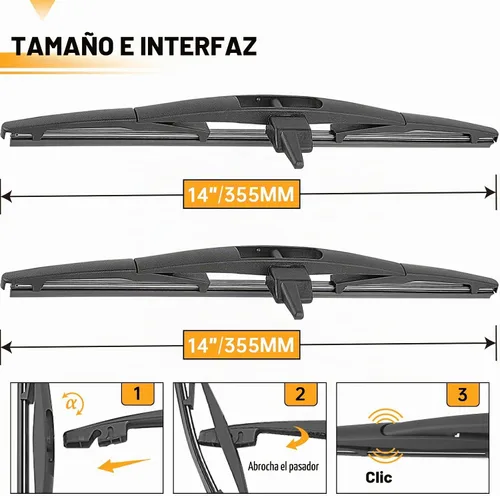 Vista 2 de 2 limpiaparabrisas de repuesto para Honda Pilot 2009-2015, 2 piezas de limpiaparabrisas trasero de 14 pulgadas