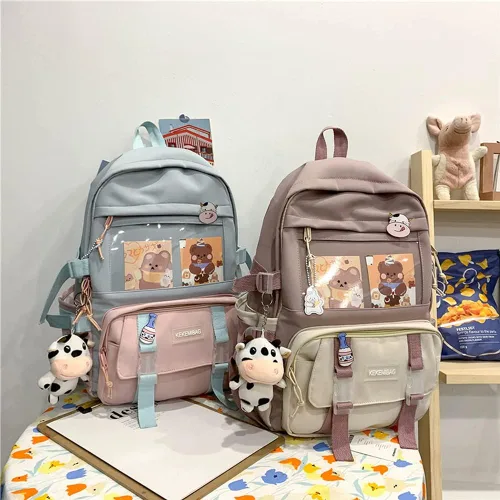 Vista 4 de Mochila kawaii bonita mochila estética con pines y accesorios kawaii mochila kawaii para niñas A Mochilas tipo mochila