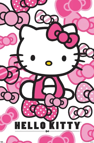 Vista 8 de Trends International Hello Kitty - Póster de pared con lazos, 14.725 x 22.375 pulgadas, versión enmarcada de madera de granero