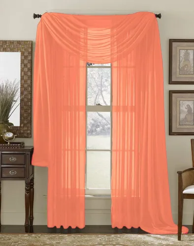 Vista 2 de Juego de 3 piezas de cortinas y cenefa Interior Trends, fina, totalmente cosida, juego de 2 cortinas y 1 cenefa a juego