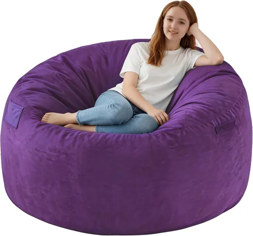 Vista 40 de Silla de Puf de 2 pies, Sillas de Puf Cómodas con Relleno de Espuma Viscoelástica, Sofá de Puf Esponjoso con Cubierta de Terciopelo Holandés, Sillas