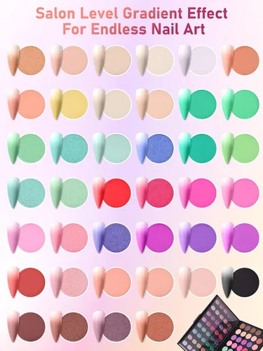 Vista 5 de EBANKU Juego de polvos de pigmentos de uñas de 40 colores, paleta profesional de pigmentos de polvo de uñas con tonos iridiscentes para manicura