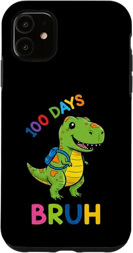 Vista 8 de Bruh 100 Days of School Dinosaur Kids Girls Boys Case for iPhone 17