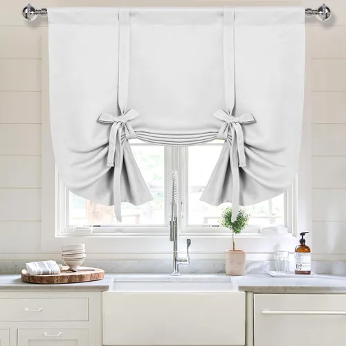 Vista 38 de DWCN Cortinas Opacas - Persiana Enrollable con Lazos para Ventana, Aislamiento Térmico, Oscurecimiento de Habitación, Cortinas con Bolsillo
