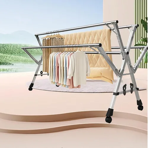 Vista 5 de Foldable Portable Clothes Drying Rack, 79Ft Stainless Steel Garment Dryer for Indoor & Outdoor Use, Space-Saving Adjustable Laundry Rack