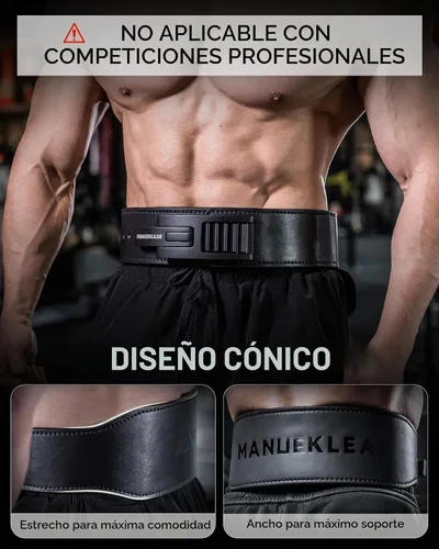 Vista 2 de MANUEKLEAR - Cinturón de palanca cónico para levantamiento de peso, cinturón de palanca de 10 mm con bloqueo rápido para hombres, cinturón