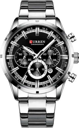 Vista 8 de FANMIS Relojes de lujo para hombre, cronógrafo de negocios, impermeable, de acero inoxidable, analógico, de cuarzo, reloj de pulsera