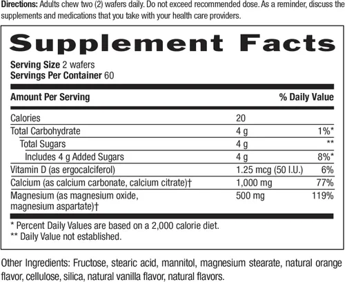 Vista 3 de Country Life Cal-Snack Calcio Magnesio con Vitamina D, 60 Obleas