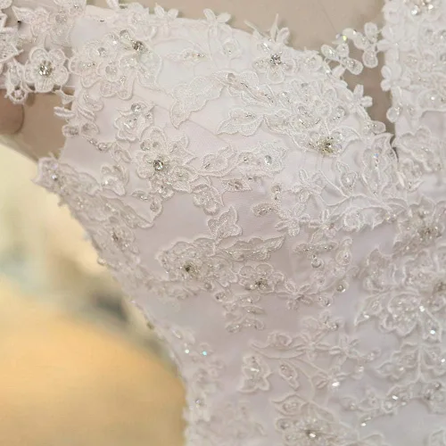 Vista 4 de Clothfun - Vestido de novia para mujer con encaje corte sirena y mangas