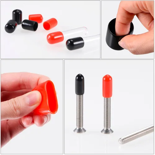 Vista 6 de uxcell Rubber End Caps, 60Pcs Round Screw Thread Protector 1.5mm Dia Bolt Cap Covers Hole Plugs for Tubing Pipe Rod Nut Furniture, Black