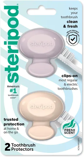 Vista 9 de Steripod Protector de cepillo de dientes con clip, verde/plateado, 2