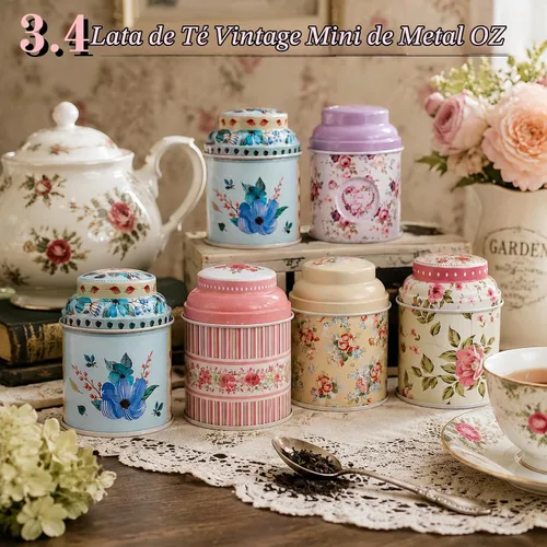 Vista 8 de Tlence Paquete de 12 mini latas de té vintage, lata vacía de hojalata