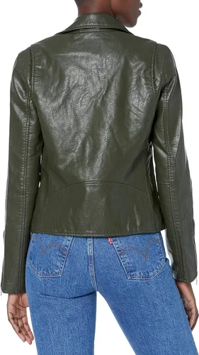 Vista 2 de BLANKNYC Ropa de lujo para mujer, chaqueta de motocicleta de piel vegana semiajustada