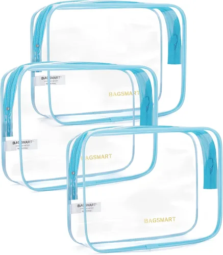 Vista 20 de BAGSMART Neceser transparente con asa, paquete de 2 unidades, aprobado por Negro Absoluto