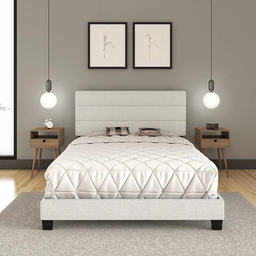 Vista 25 de Boyd Sleep Milan cama tapizada de tamaño completo con plataforma de lino negro, con cabecera ajustable - Se requiere somier o base calificados