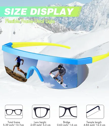 Vista 2 de Fabbay 3 pares de lentes de sol de neón retro espejados de los años 80 y 90 s semi sin montura de lentes de sol de colores para deportes hombres