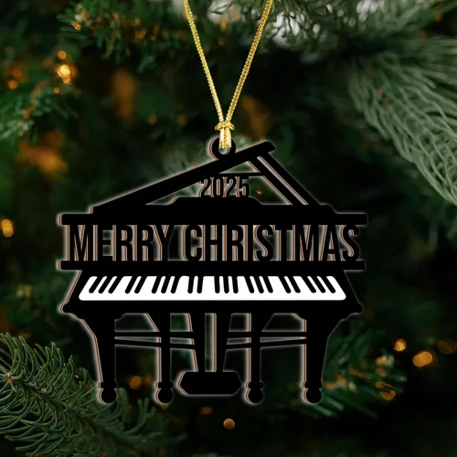 Vista 2 de Adorno de Piano 2025 – Adorno Navideño de Piano Grande para Árbol, Regalos de Piano de Madera para Músicos, Regalos para Tocadores de Piano, Adorno