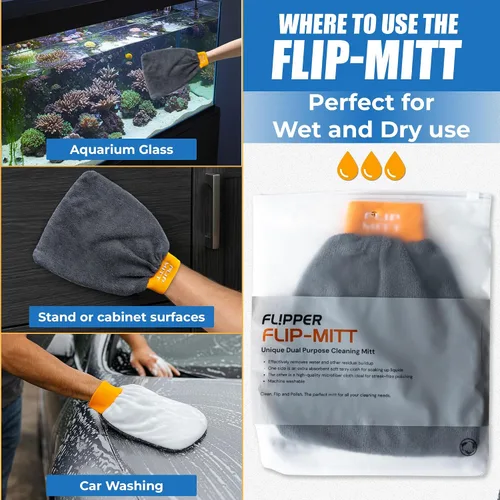 Vista 2 de Flipper FLIP-MITT - Manopla de limpieza de microfibra, rizo de doble cara + guante de microfibra para limpieza de casa, pulido de vidrio, derrames