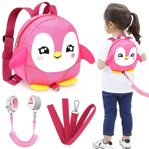Vista 11 de Accmor Mochila con arnés para niños pequeños con correa, lindas mochilas con dinosaurios con enlace antipérdida en la muñeca, lindas pulseras