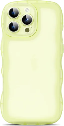 Vista 130 de SKYLMW Funda compatible con iPhone 12 Pro, diseño de ondas rizadas kawaii, borde chapado de lujo, elegante parte trasera transparente brillante, TPU