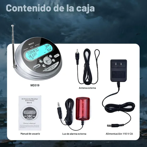 Vista 9 de NOAA Weather Radio-S.A.M.E. Programación localizada, radio de alerta meteorológica con más de 80 alertas de emergencia, reloj despertador, radio