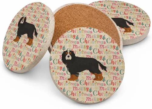 Vista 69 de Abyssinian Sand Terrier Merry Christmas - Posavasos grandes de piedra arenisca (4 unidades)
